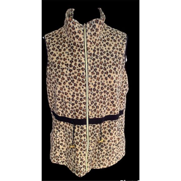 New Directions Cheetah Print Vest Sz. PXL Front Zip Stand Up Collar - Picture 4 of 10
